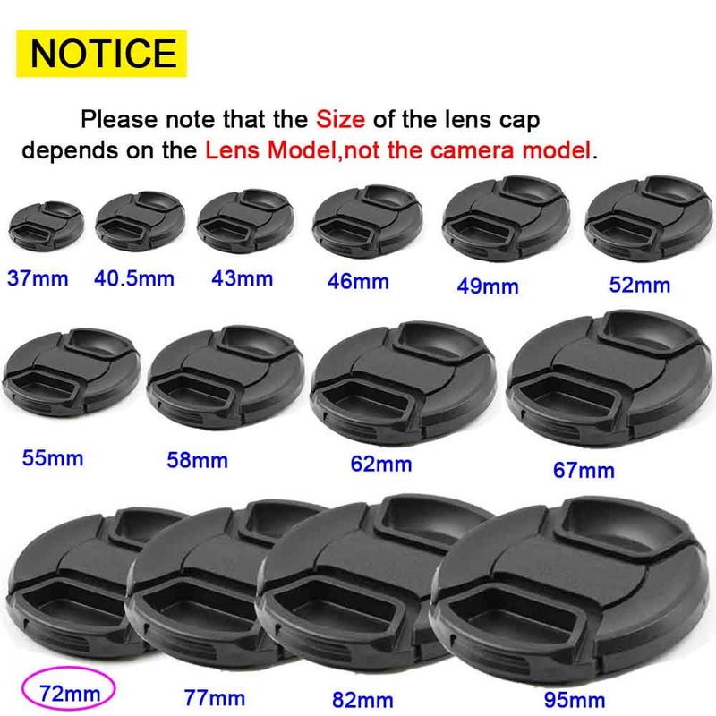 ULBTER 72mm Front Lens Cap Cover + Anti-Loss Keeper Compatible with Canon, Nikon, Sony, Fujifilm Camera Lenses with 72mm Thread for AF-S 18-200mm f/3.5-5.6G VR II Lens with Leash -2 Pack - Image 3